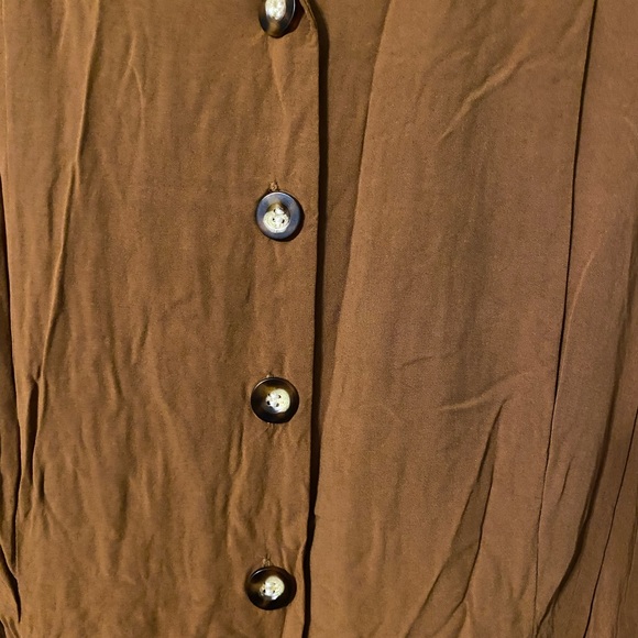 Monteau dark mustard short sleeve button up shirt midi dress - Picture 6 of 7